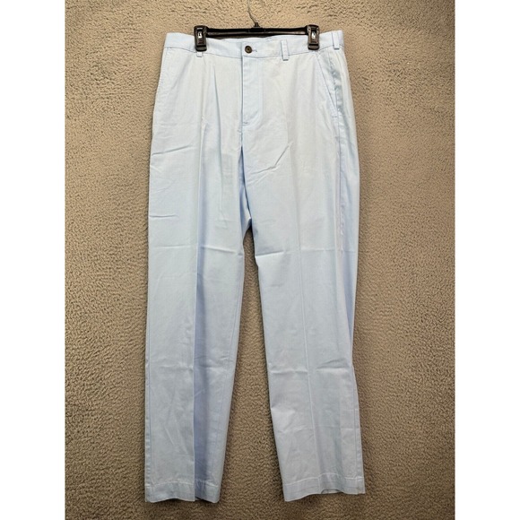 Brooks Brothers Pants Mens 34X32 346 Light Blue Khaki Straight Leg Flat Front